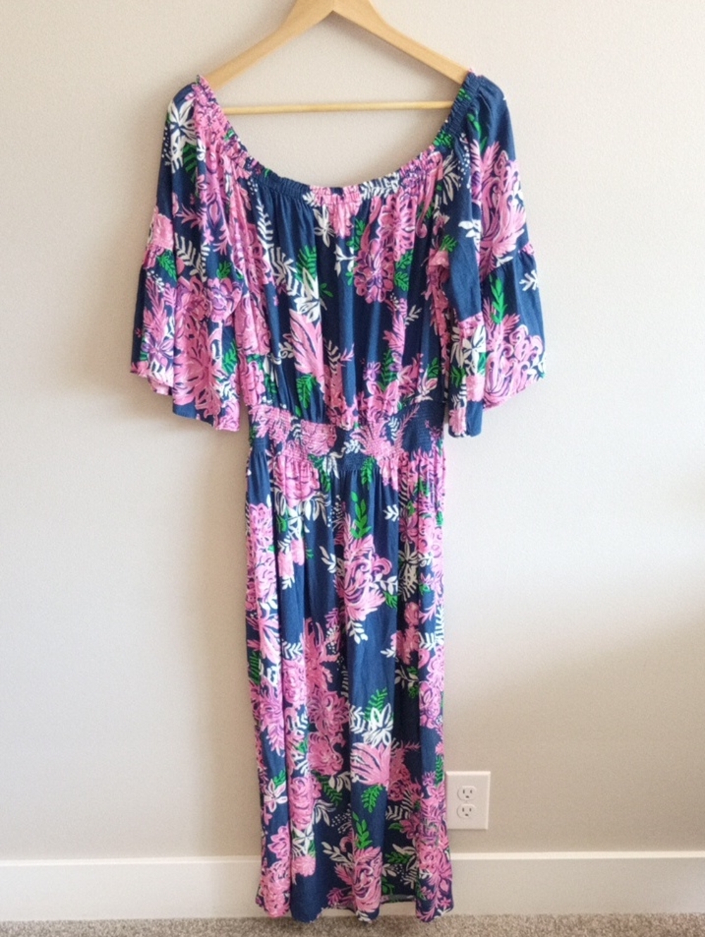 Lilly Pulitzer Ravyn Maxi Dress Oyster Bay Navy Size XL